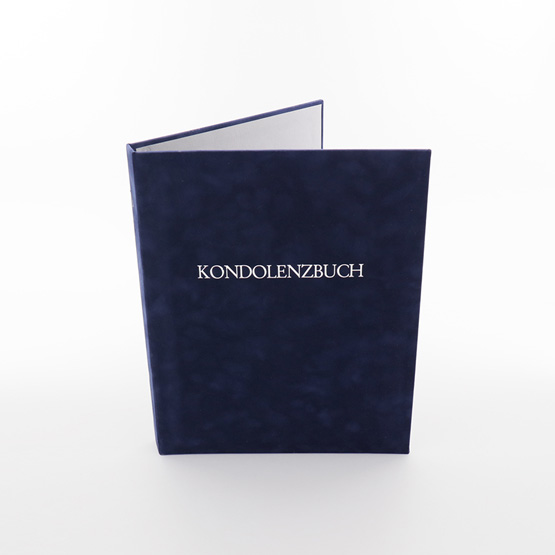 KMR3V0 | Kondolenz-Ringbuch | Blau Velour | Prägung Silber