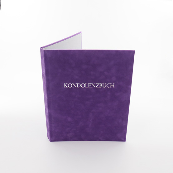 KMR9V0 | Kondolenz-Ringbuch | Violett Velour | Prägung Silber